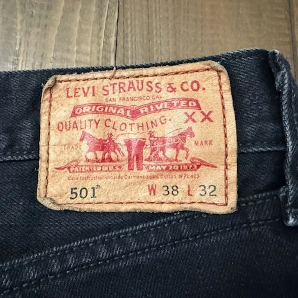 Vintage Levi’s 501 XX Jeans Black Original Straight Leg Denim Button Fly 38x32